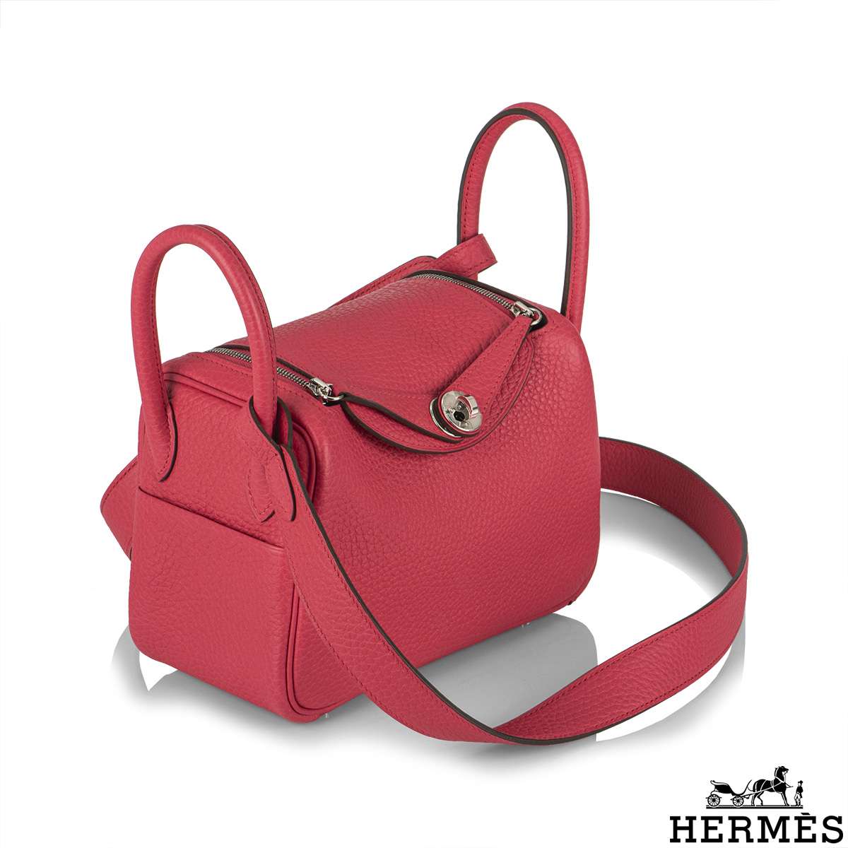 Hermès Mini Lindy 20 Rose Extreme Clemence Leather Palladium